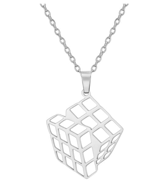 Cube Necklace - Silver Plated